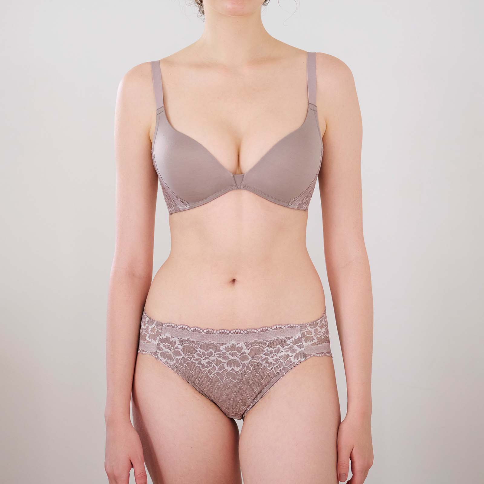 ラクなのにキマるブラ$ペアショーツ-グレー
