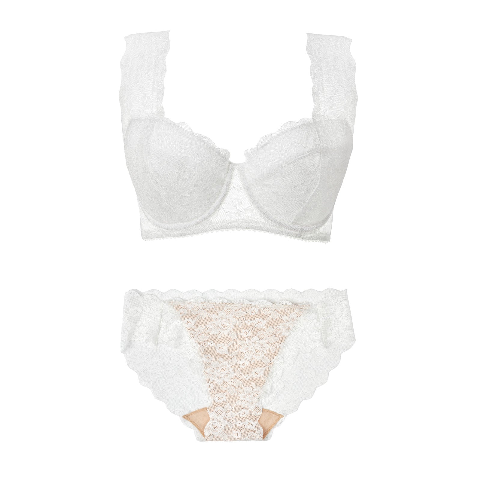 肩ふわブラ&ペアショーツ(ホワイト)